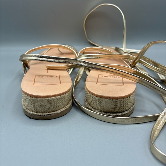 Dolce Vita Pauly Lace Up Sandals Women’s 7 Gold Metallic Ankle Wrap - Picture 5 of 9